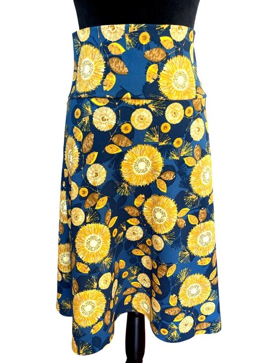 LuLaRoe Dresses & Skirts - LuLaRoe Blue Sunflower Skirt Women's S Stretch Mid Length Yellow Floral
